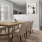 a dining room table with chairs