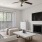 a furnished living room with a fireplace